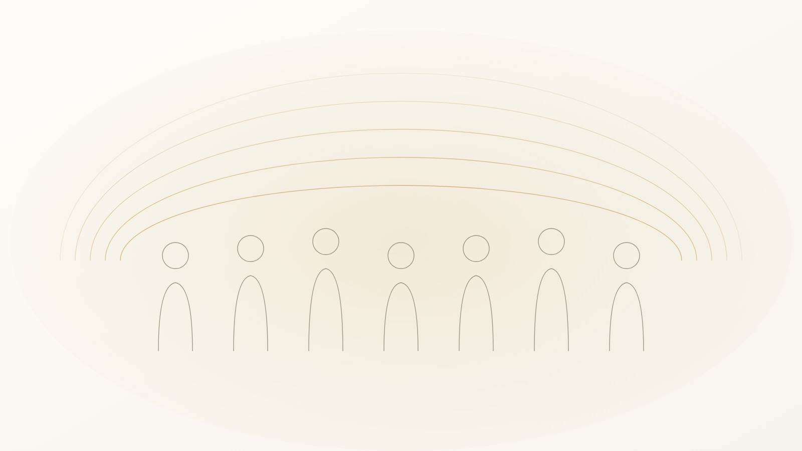 Layered golden contour lines forming a group pattern — measuring consciousness in organizations